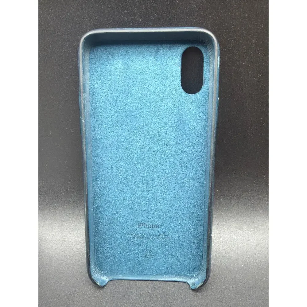 Genuine Apple iPhone X XS Leather Case Blue OEM Original Box Read